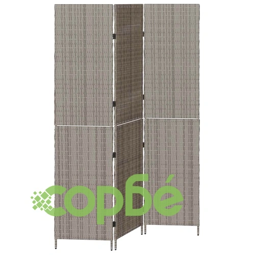Сгъваем разделител за стая от полиратан сив 147x180 см ➤ топ цена ➤ sorbe.bg