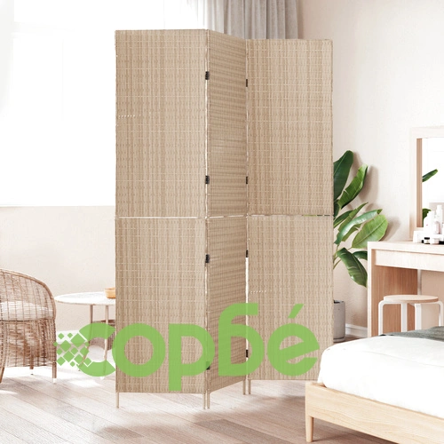 Дървен Сгъваем Параван за Стая в Бежов Цвят - Голям Декоративен Разделител ➤ топ цена ➤ sorbe.bg