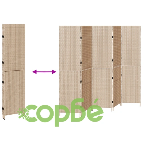 Разделител за стая от натурално дърво - 5-панелен сгъваем параван в бежов цвят, 180 см ➤ топ цена ➤ sorbe.bg