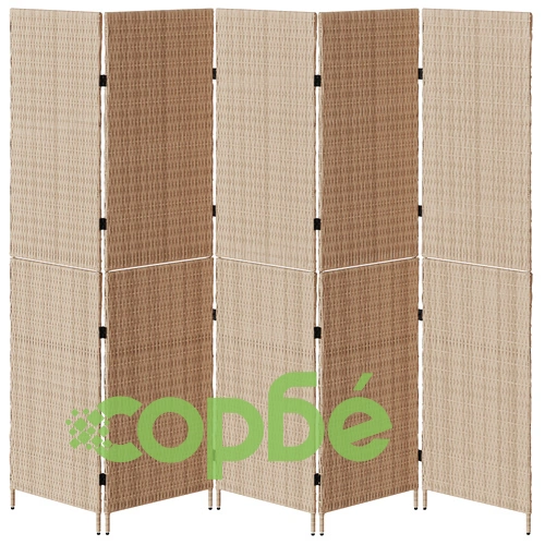 Разделител за стая от натурално дърво - 5-панелен сгъваем параван в бежов цвят, 180 см ➤ топ цена ➤ sorbe.bg