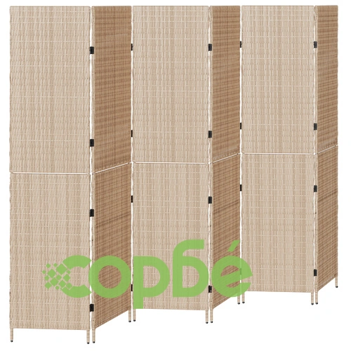 Дървен сгъваем параван за стая - Бежов, 180 см, 6 панела ➤ топ цена ➤ sorbe.bg