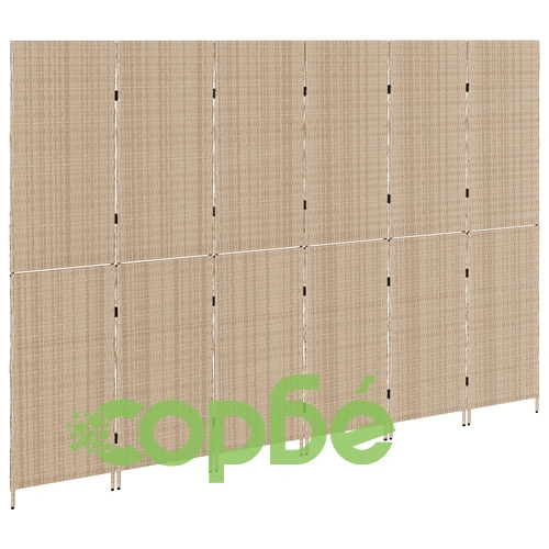 Дървен сгъваем параван за стая - Бежов, 180 см, 6 панела ➤ топ цена ➤ sorbe.bg