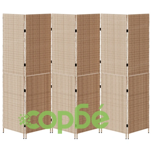 Дървен сгъваем параван за стая - Бежов, 180 см, 6 панела ➤ топ цена ➤ sorbe.bg