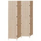 Дървен Параван за Стая с 4 Панела от Плат в Бежов Цвят, 200 см Височина
