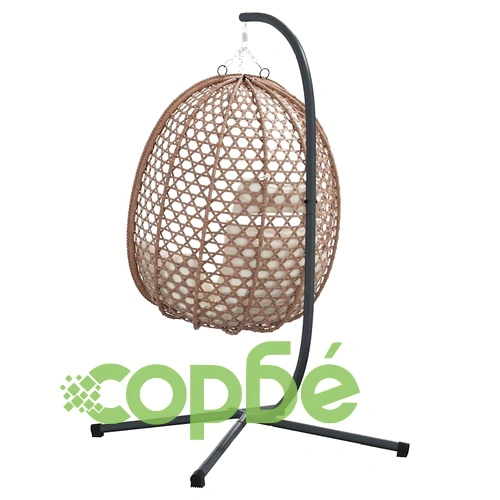 Висящ стол яйце от полиратан - светъл крем, 104 x 100 x 191 см ➤ топ цена ➤ sorbe.bg