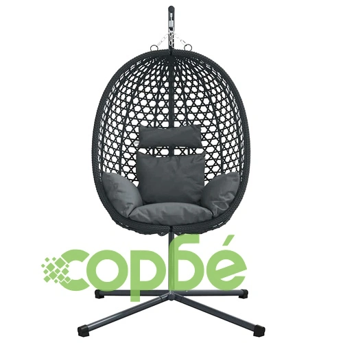 Висящ стол яйце с поставка антрацит полиратан 104x100x191 см ➤ топ цена ➤ sorbe.bg