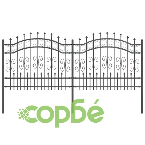 Градинска ограда от прахово покрита стомана, сива, 140 x 240 см ➤ топ цена ➤ sorbe.bg