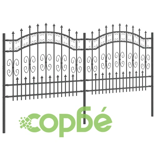 Градинска ограда от прахово покрита стомана, сива, 140 x 240 см ➤ топ цена ➤ sorbe.bg