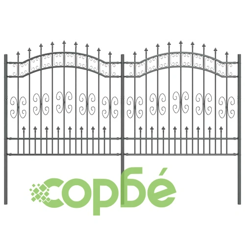 Градинска ограда от стомана с прахово покритие, сива, 165 x 240 см ➤ топ цена ➤ sorbe.bg