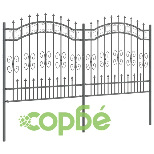 Градинска ограда от стомана с прахово покритие, сива, 165 x 240 см ➤ топ цена ➤ sorbe.bg