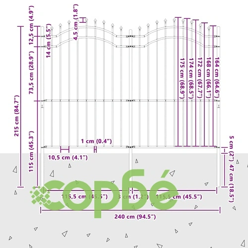 Градинска ограда от стомана с прахово покритие - Бяла, 215 x 240 cm ➤ топ цена ➤ sorbe.bg