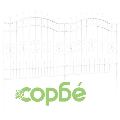 Градинска ограда от стомана с прахово покритие, бяла, 165 x 240 см ➤ топ цена ➤ sorbe.bg
