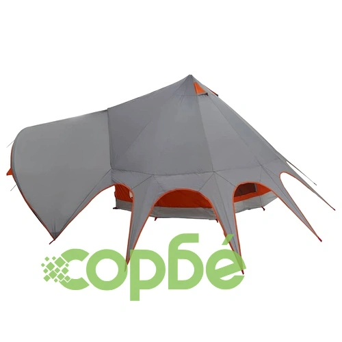 Тент тип Типи за 5 души, 415 x 415 x 247 см, Сив и оранжев ➤ топ цена ➤ sorbe.bg