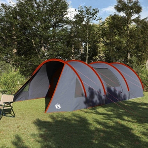 Тунелна палатка за 5 човека, 805 x 405 x 211 см, водоустойчива, сива и оранжева