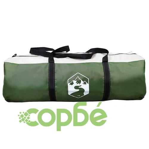 Тунелна палатка за 6 души, 890 x 470 x 220 см, полиестер 185T, Зелено и бяло ➤ топ цена ➤ sorbe.bg