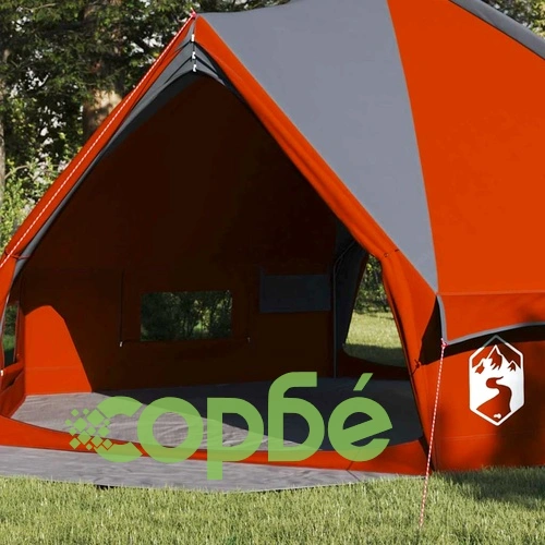 Тента тип типи за 8 души, 490 x 410 x 210 см, сиво и оранжево ➤ топ цена ➤ sorbe.bg