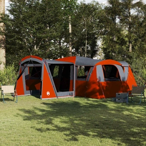 Семейна палатка за 20 души, водоустойчива, 745 x 700 x 217 см, сиво и оранжево