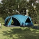 Семейна палатка за къмпинг за 10 души, 185T полиестер, 460 x 430 x 214 см, синьо и сиво
