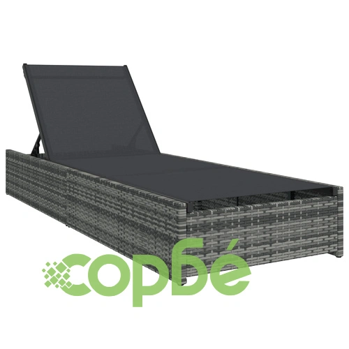 Шезлонг от Полиратан в Сиво 60x200x27 см за Градина и Тераса ➤ топ цена ➤ sorbe.bg