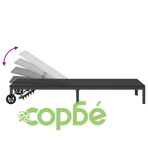 Шезлонг с колела от полиратан, черен, 54 x 200 x 27 см ➤ топ цена ➤ sorbe.bg