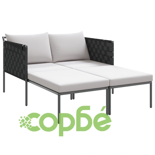 Двуместен шезлонг с възглавници от стомана, антрацит, 115x153x69,5 см ➤ топ цена ➤ sorbe.bg