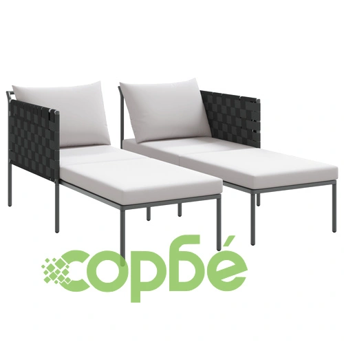 Двуместен шезлонг с възглавници от стомана, антрацит, 115x153x69,5 см ➤ топ цена ➤ sorbe.bg