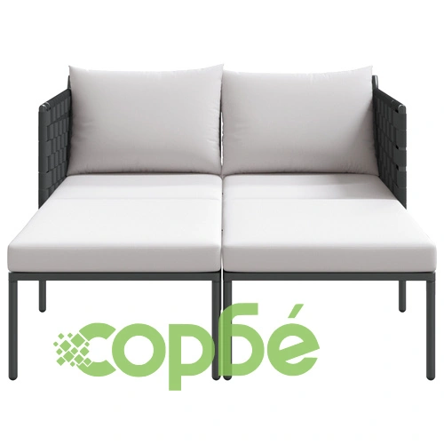 Двуместен шезлонг с възглавници от стомана, антрацит, 115x153x69,5 см ➤ топ цена ➤ sorbe.bg