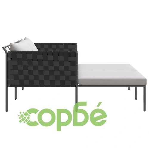 Двуместен шезлонг с възглавници от стомана, антрацит, 115x153x69,5 см ➤ топ цена ➤ sorbe.bg