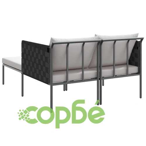 Двуместен шезлонг с възглавници от стомана, антрацит, 115x153x69,5 см ➤ топ цена ➤ sorbe.bg