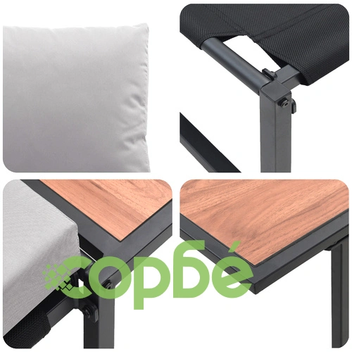 Комплект градински мебели с единична седалка и странична маса, с възглавници, светлосив цвят, 117 x 70 x 67.5 см ➤ топ цена ➤ sorbe.bg