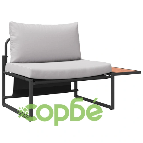 Комплект градински мебели с единична седалка и странична маса, с възглавници, светлосив цвят, 117 x 70 x 67.5 см ➤ топ цена ➤ sorbe.bg