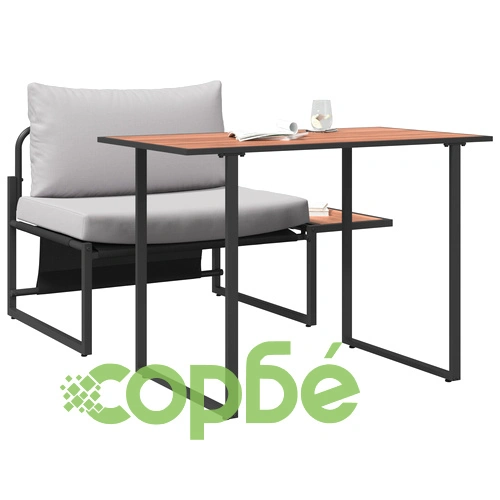 Комплект градински мебели с единична седалка и странична маса, с възглавници, светлосив цвят, 117 x 70 x 67.5 см ➤ топ цена ➤ sorbe.bg