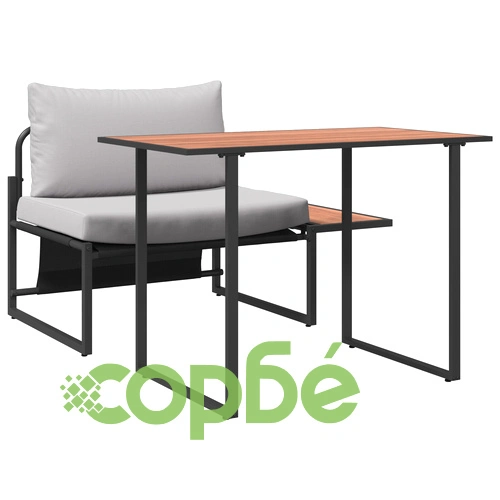 Комплект градински мебели с единична седалка и странична маса, с възглавници, светлосив цвят, 117 x 70 x 67.5 см ➤ топ цена ➤ sorbe.bg