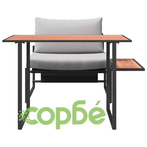 Комплект градински мебели с единична седалка и странична маса, с възглавници, светлосив цвят, 117 x 70 x 67.5 см ➤ топ цена ➤ sorbe.bg