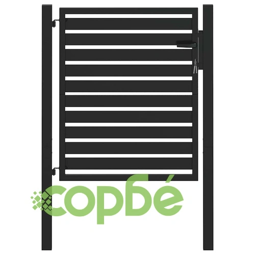 Градинска порта с ключалка, черна, 100x100 см, алуминий ➤ топ цена ➤ sorbe.bg