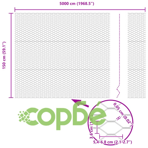 Шестоъгълна телена ограда от галванизирана стомана 5000 x 0.05 x 150 см ➤ топ цена ➤ sorbe.bg