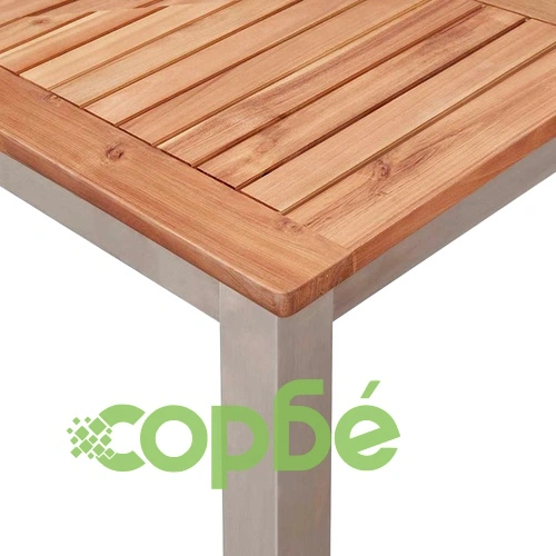 Градинска трапезна маса от масивно акациево дърво 150x90x75 см, кафява ➤ топ цена ➤ sorbe.bg