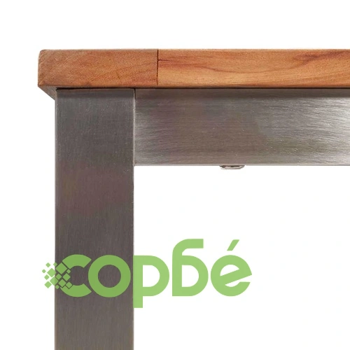 Външна трапезна маса от масивно тиково дърво 150x90x75 см, кафява ➤ топ цена ➤ sorbe.bg