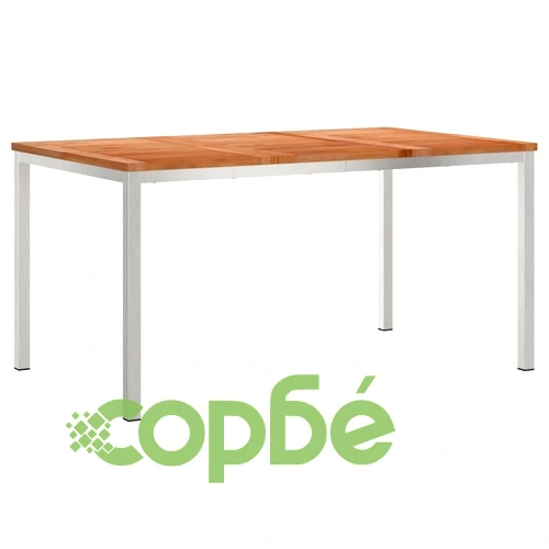 Външна трапезна маса от масивно тиково дърво 150x90x75 см, кафява ➤ топ цена ➤ sorbe.bg