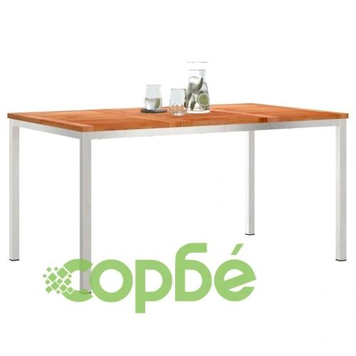 Външна трапезна маса от масивно тиково дърво 150x90x75 см, кафява ➤ топ цена ➤ sorbe.bg