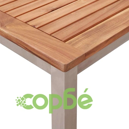 Външна трапезна маса от масивно тиково дърво 150x90x75 см, кафява ➤ топ цена ➤ sorbe.bg