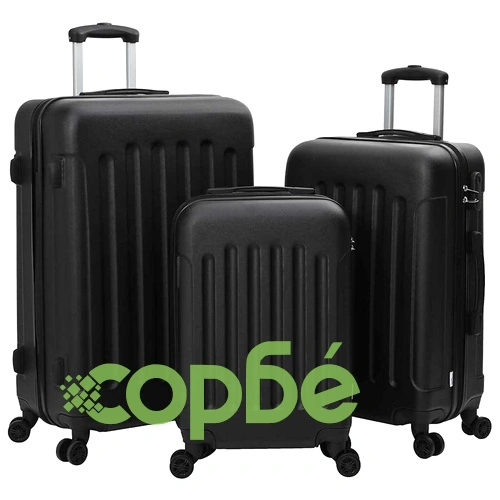 Комплект куфари с твърда обвивка ABS 3 броя черни 20 24 28 ➤ топ цена ➤ sorbe.bg