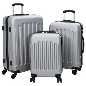 Комплект куфари с твърда обвивка 3 броя ABS пластмаса сребрист 20 24 28