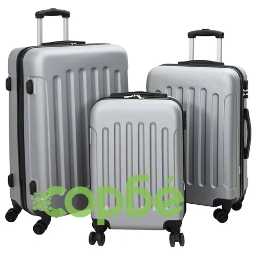 Комплект куфари с твърда обвивка 3 броя ABS пластмаса сребрист 20 24 28 ➤ топ цена ➤ sorbe.bg