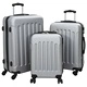Комплект куфари с твърда обвивка 3 броя ABS пластмаса сребрист 20 24 28