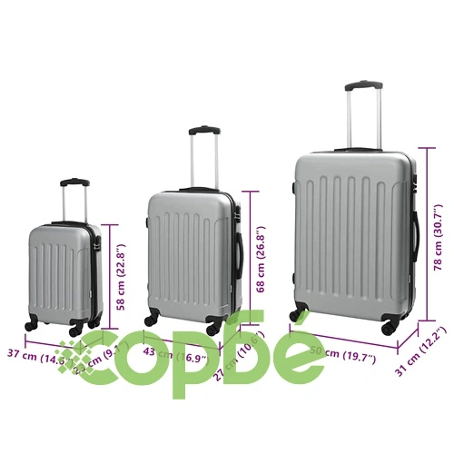 Комплект куфари с твърда обвивка 3 броя ABS пластмаса сребрист 20 24 28 ➤ топ цена ➤ sorbe.bg