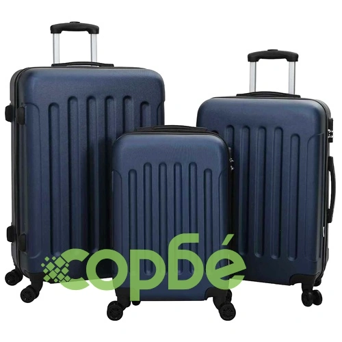 Комплект куфари с твърда обвивка 3 броя ABS пластмаса тъмносиньо 20 24 28 ➤ топ цена ➤ sorbe.bg