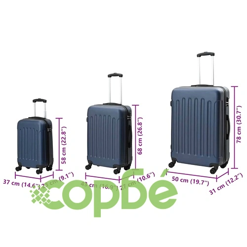 Комплект куфари с твърда обвивка 3 броя ABS пластмаса тъмносиньо 20 24 28 ➤ топ цена ➤ sorbe.bg