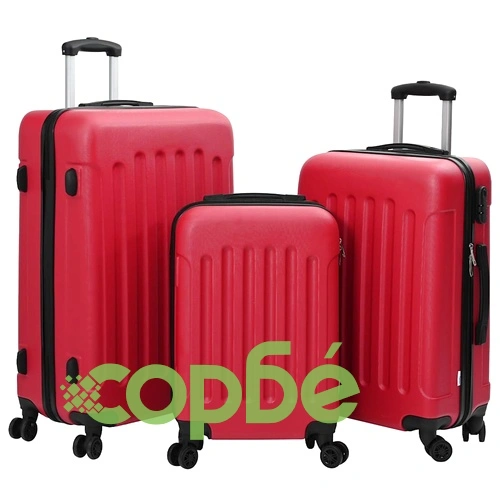 Комплект куфари с твърда обвивка 3 броя ABS пластмаса червени 50x31x78 см ➤ топ цена ➤ sorbe.bg