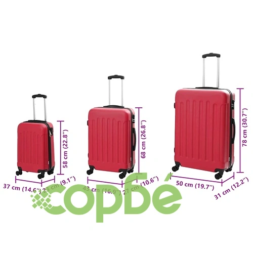Комплект куфари с твърда обвивка 3 броя ABS пластмаса червени 50x31x78 см ➤ топ цена ➤ sorbe.bg